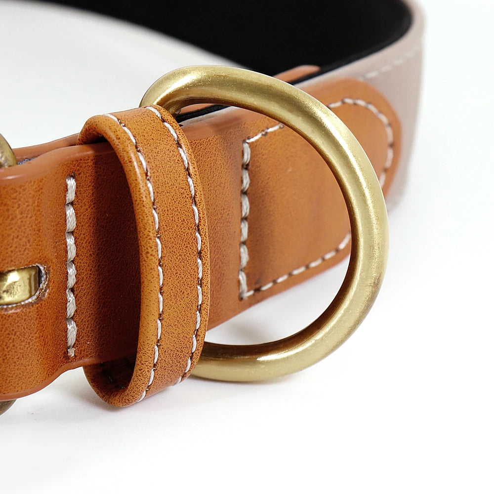 Engraved Dog Cat Collar Reflective Leather Puppy Collar Custom Dog Cats Collars Personalized for Small Medium Large Dog Bulldog