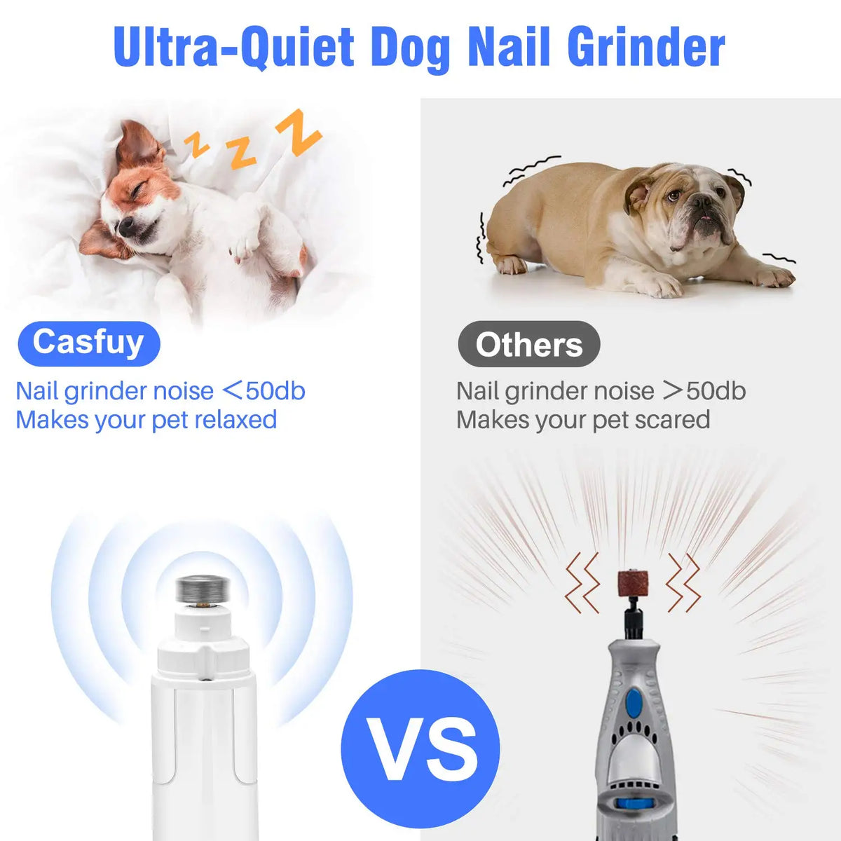 PAWSUNDAY Dog Nail Grinder with 2 LED Light 8000-10000 RPM Powerful Electric Pet Nail Trimmer for dog Cat and small animal