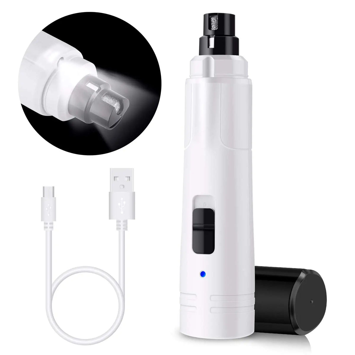 PAWSUNDAY Dog Nail Grinder with 2 LED Light 8000-10000 RPM Powerful Electric Pet Nail Trimmer for dog Cat and small animal