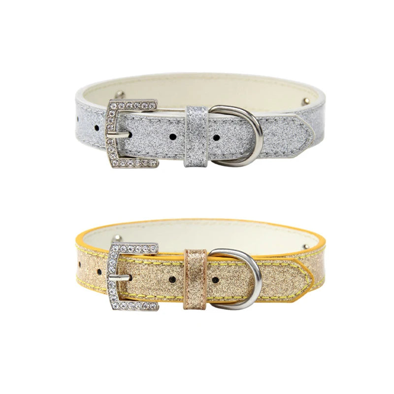 Personalized Dog Collar Bling Rhinestone DIY Names Puppy Cat Leather Collars Small Large Dog Necklace Free Name Pet Accessories