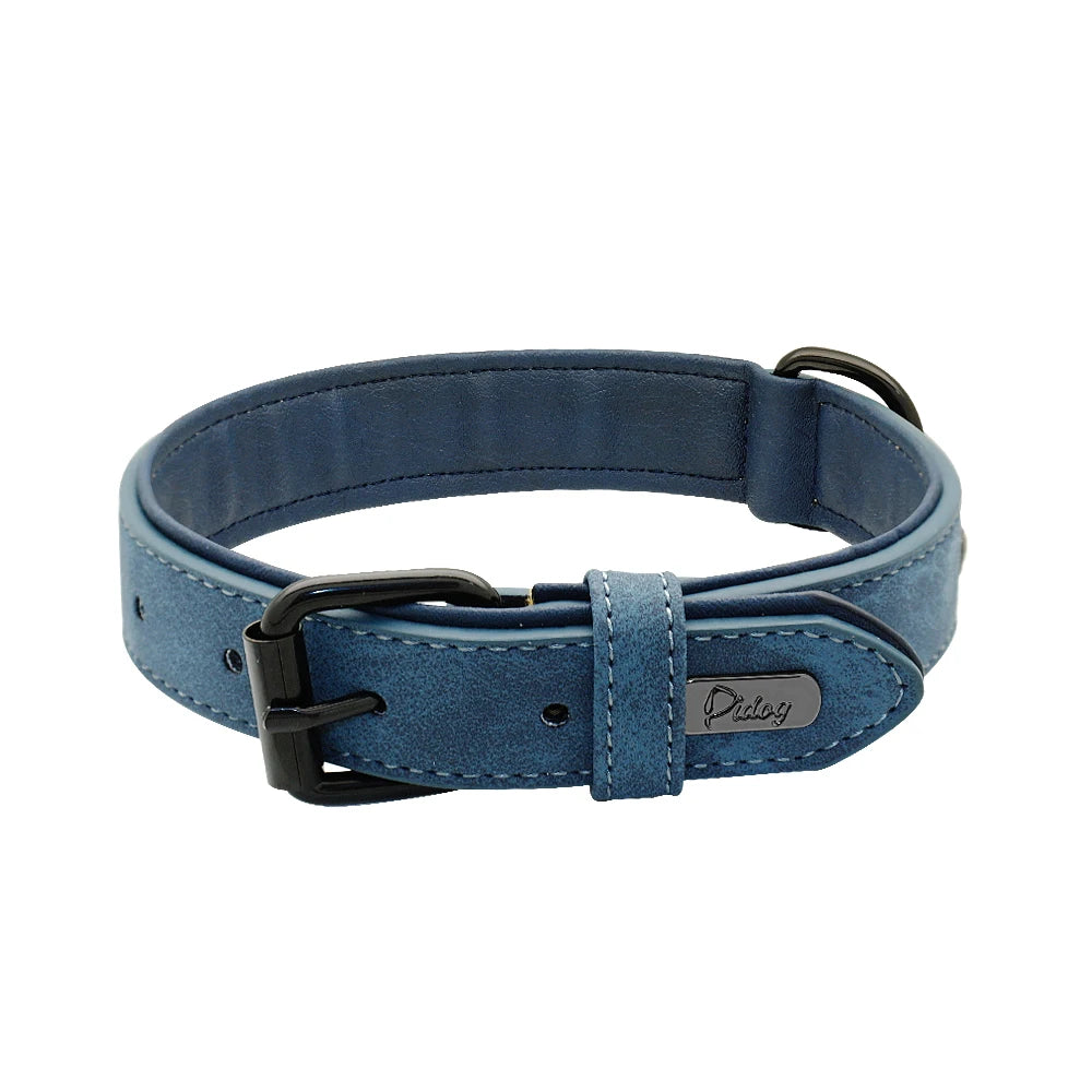Leather Dog Collar For Small Medium Large Dogs Soft Padded Big Dog Collars for Pitbull Labrador German Shepherd S-XXL