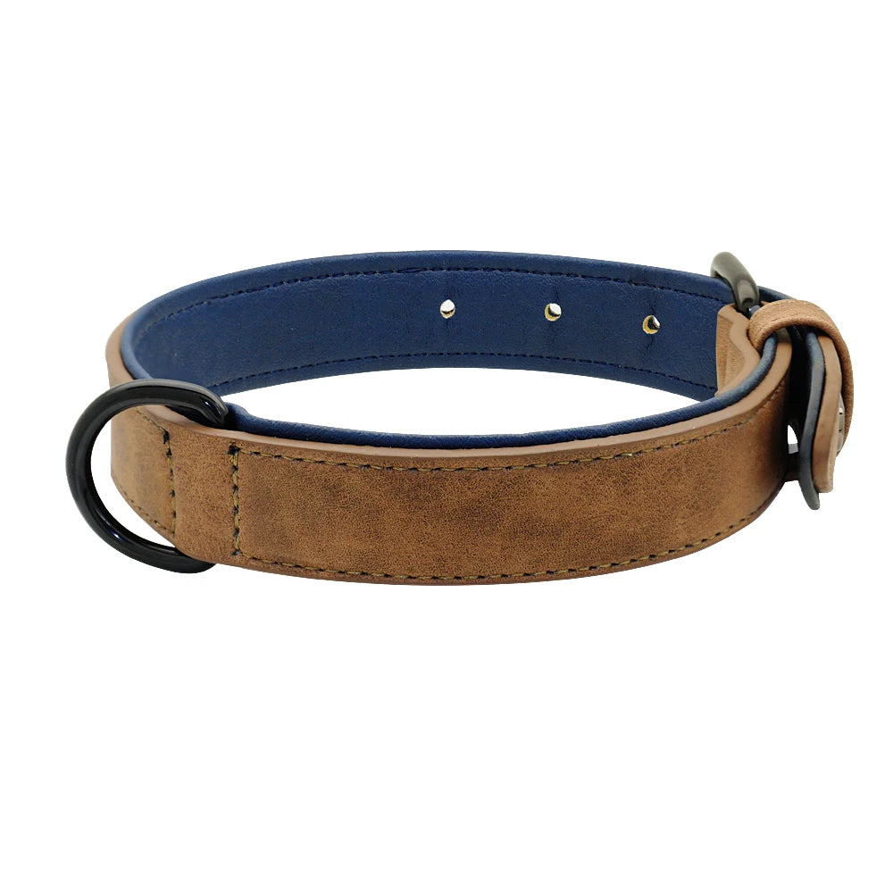 Leather Dog Collar For Small Medium Large Dogs Soft Padded Big Dog Collars for Pitbull Labrador German Shepherd S-XXL