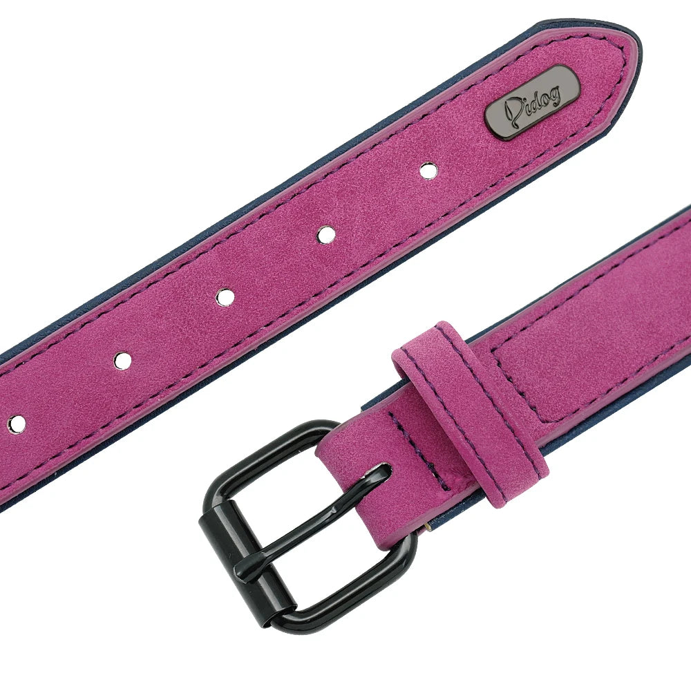 Leather Dog Collar For Small Medium Large Dogs Soft Padded Big Dog Collars for Pitbull Labrador German Shepherd S-XXL