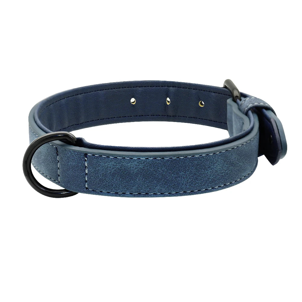 Leather Dog Collar For Small Medium Large Dogs Soft Padded Big Dog Collars for Pitbull Labrador German Shepherd S-XXL