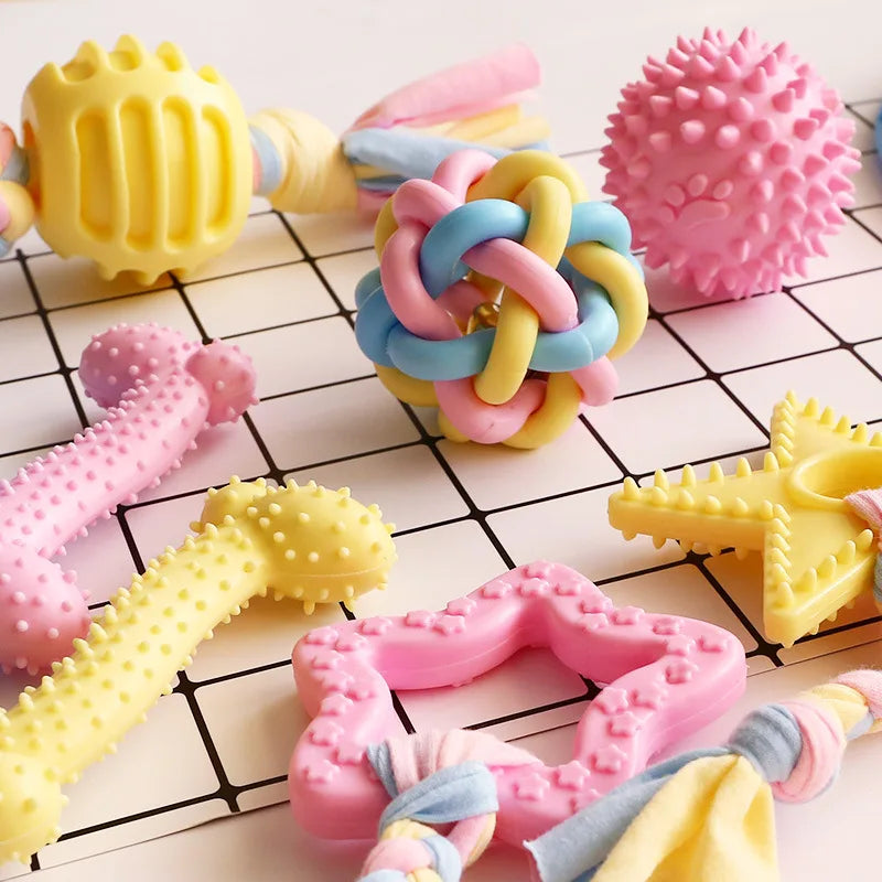 Rope Knot Pet Dog Interactive Toy Chewing Pentagram Natural Rubber Durable Small Dog Training Chewing Molar Teethbrush Pet Toy