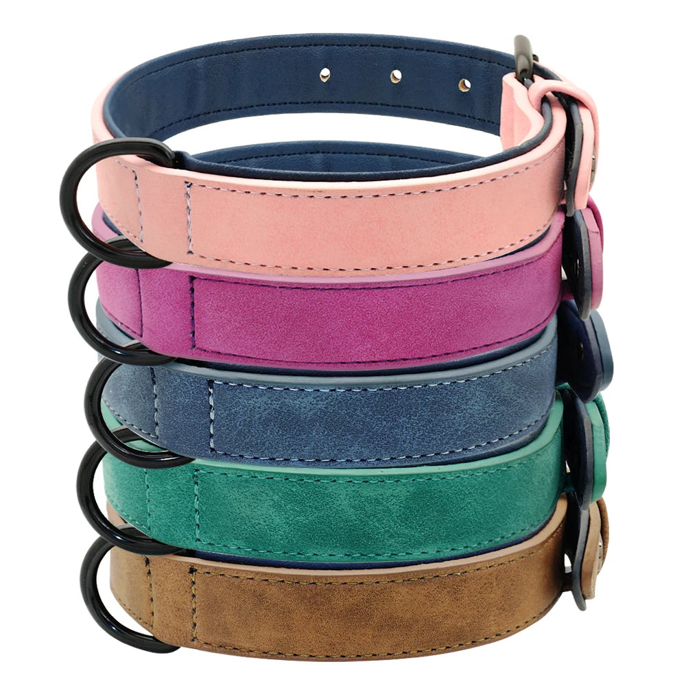 Leather Dog Collar For Small Medium Large Dogs Soft Padded Big Dog Collars for Pitbull Labrador German Shepherd S-XXL