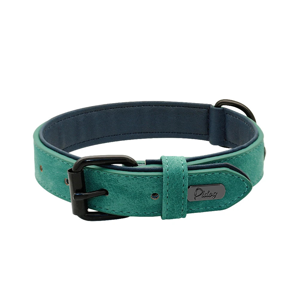 Leather Dog Collar For Small Medium Large Dogs Soft Padded Big Dog Collars for Pitbull Labrador German Shepherd S-XXL