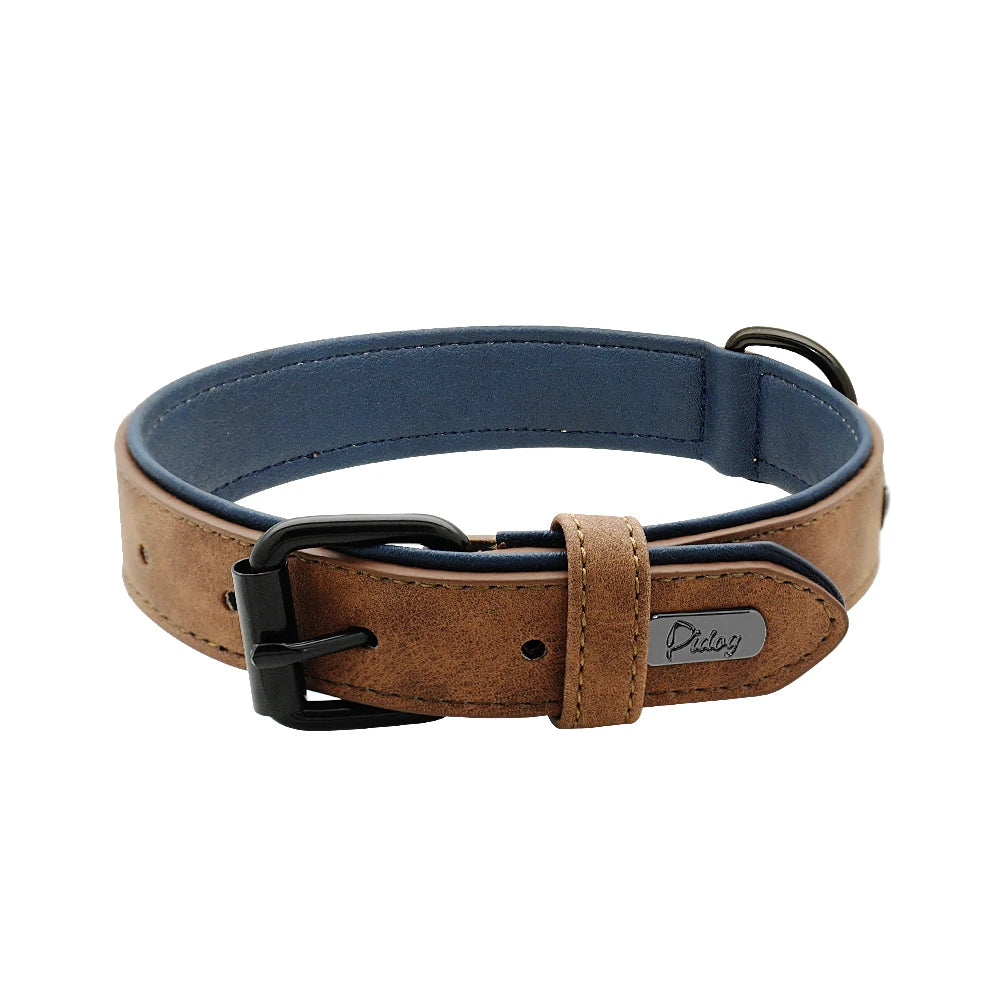 Leather Dog Collar For Small Medium Large Dogs Soft Padded Big Dog Collars for Pitbull Labrador German Shepherd S-XXL