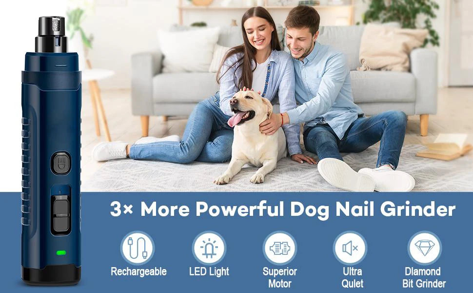 PAWSUNDAY Dog Nail Grinder with 2 LED Light 8000-10000 RPM Powerful Electric Pet Nail Trimmer for dog Cat and small animal