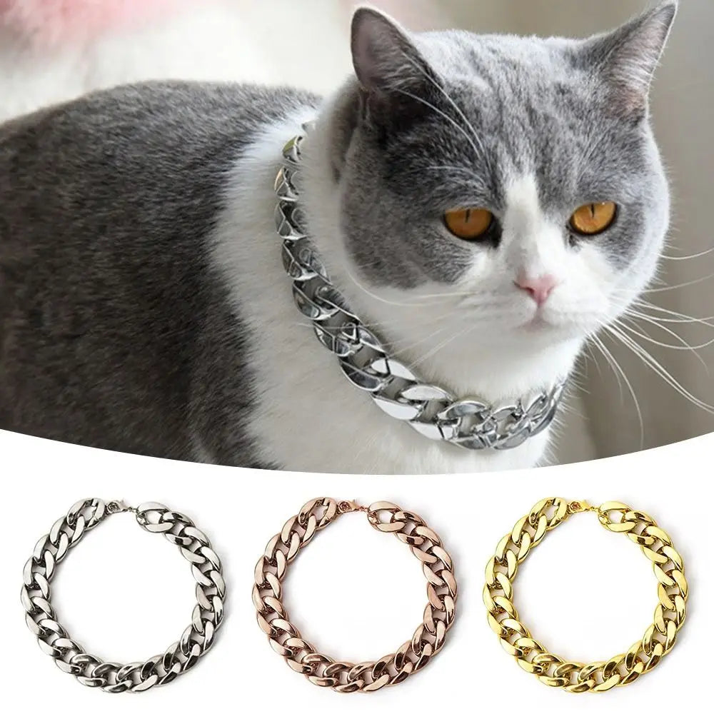 Pet Fashion Necklace Chain Dog Collar French Fighting Small Medium Dog Gold Collar Cat Dog Gold Necklace Pet Jewelry Accessories