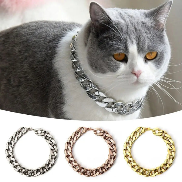 Pet Fashion Necklace Chain Dog Collar French Fighting Small Medium Dog Gold Collar Cat Dog Gold Necklace Pet Jewelry Accessories