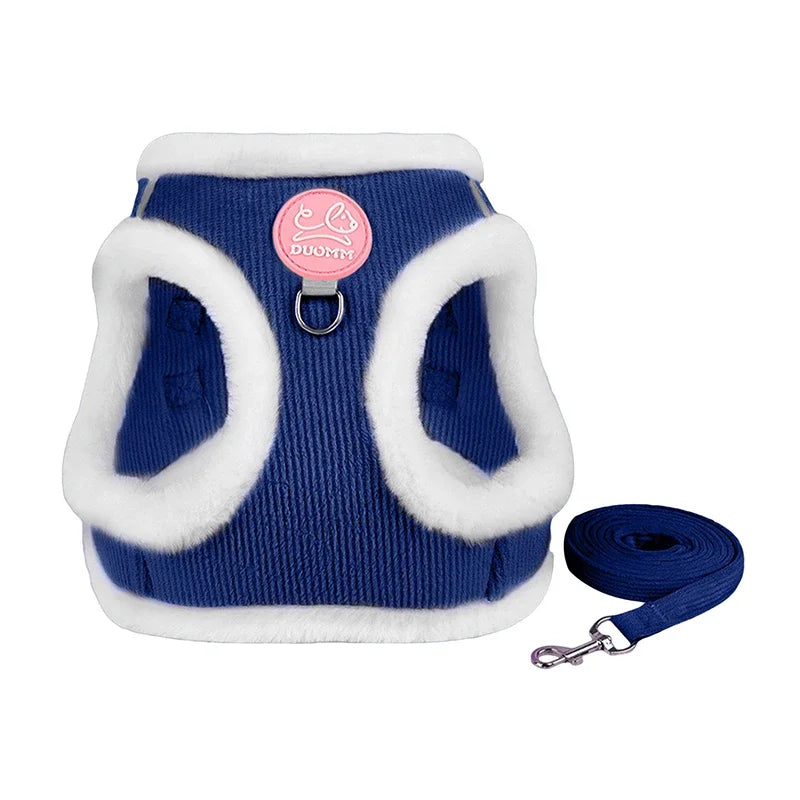 INS Cute Dog Harness Chest Back Set Autumn and Winter Harness and Leash Set for Small Dogs Bichon Pet Plushes Cat Dog Products