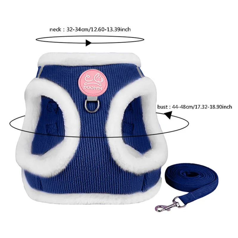 INS Cute Dog Harness Chest Back Set Autumn and Winter Harness and Leash Set for Small Dogs Bichon Pet Plushes Cat Dog Products