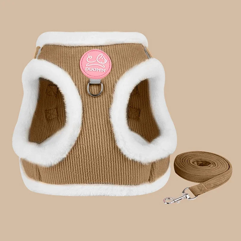 INS Cute Dog Harness Chest Back Set Autumn and Winter Harness and Leash Set for Small Dogs Bichon Pet Plushes Cat Dog Products