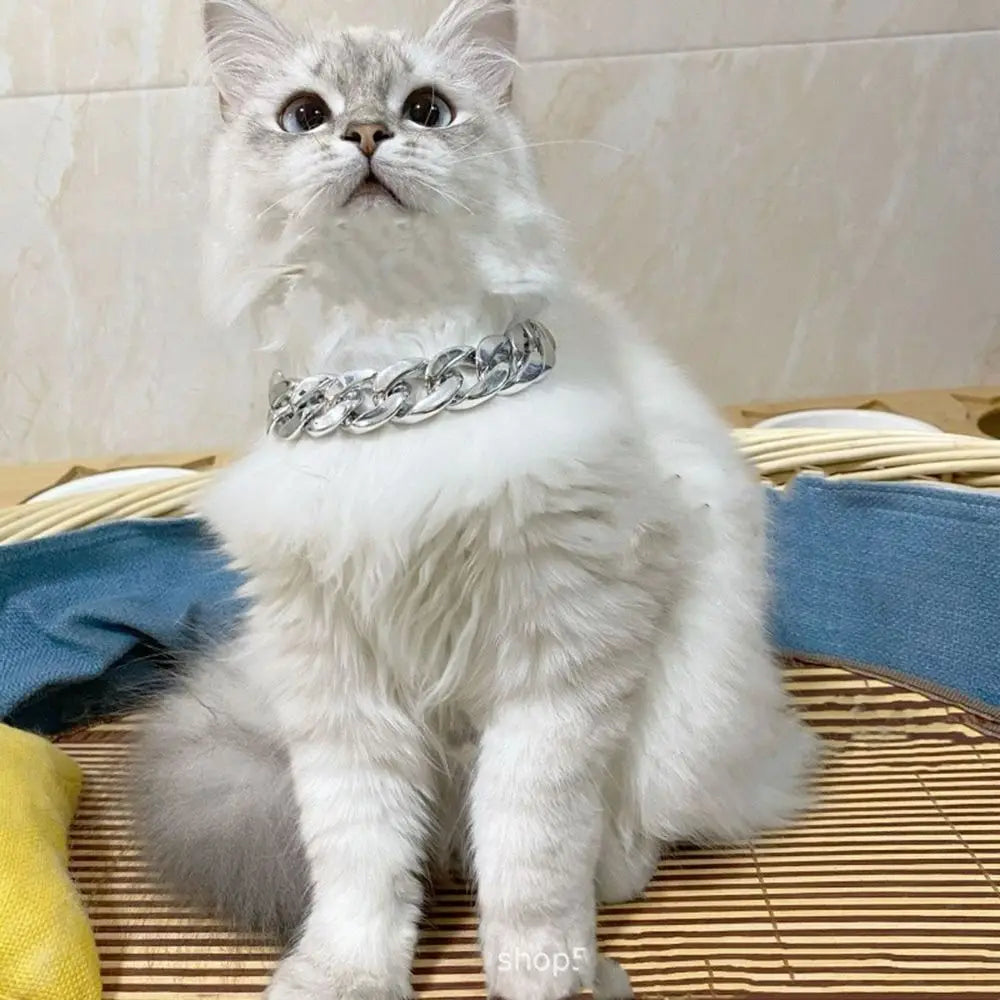 Pet Fashion Necklace Chain Dog Collar French Fighting Small Medium Dog Gold Collar Cat Dog Gold Necklace Pet Jewelry Accessories