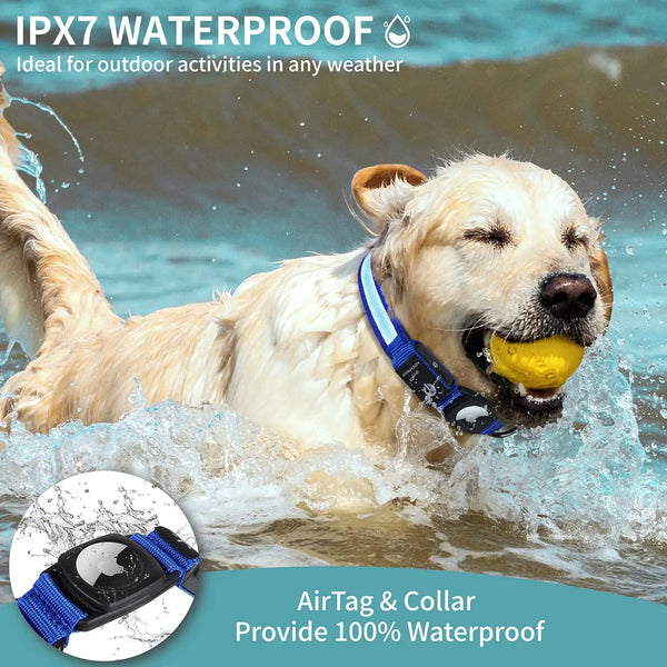 For Apple Airtag GPS Finder Led Dog Collar WaterProof Light USB Chargeable Luminous collar Pet For Apple Air Tag Tracker Case