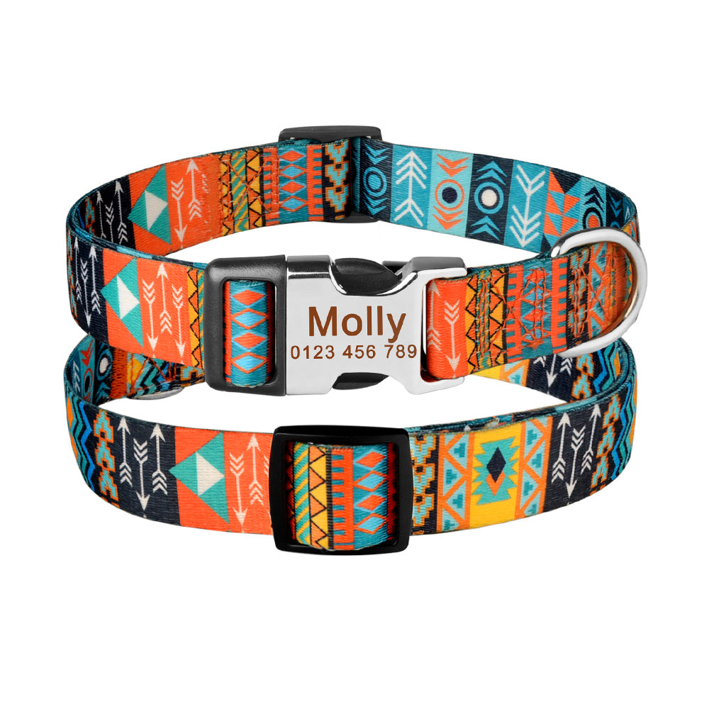 Engraved Adjustable Printed Dog Collar Name Free Nameplate ID Tag Personalized Small Large Medium Pet Dogs Collars