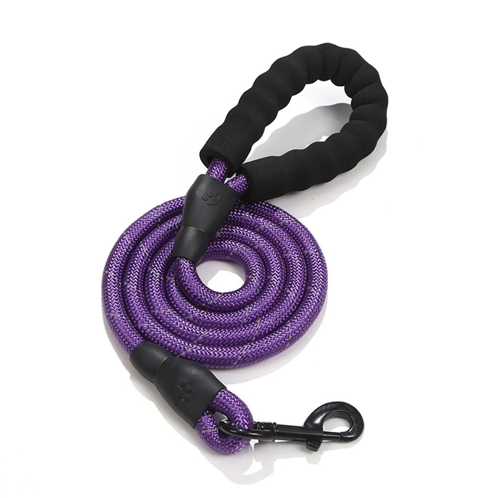 Reflective Dog Leash With Comfortable Padded Handle - Double Heavy Duty Traction Rope For Strong Dogs - Enhance Safety And Contr