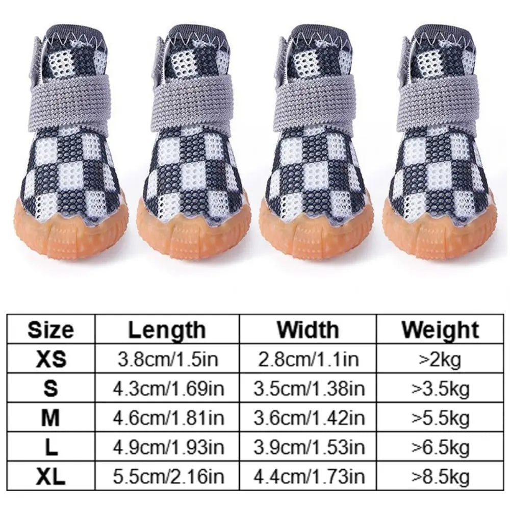 4pcs/set Anti-skid Breathable Pet Dog Shoes Soft Breathable Puppy Mesh Shoes Wear-resistant Sandwich Mesh Hollow Dog Boots