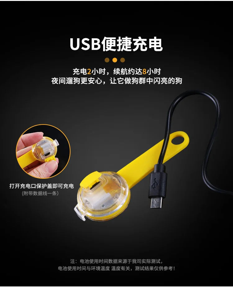 LED Pet Dog Cat Collar Pendant Night Safety Cat Luminous Light IPX7 Waterproof Flashing Harness With Light for Dog Accessories