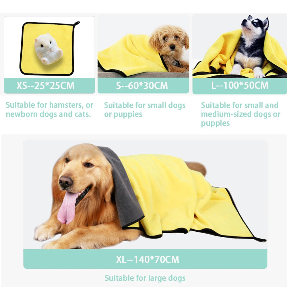 1pc Quick-Drying Dog And Cat Towels Soft Fiber Towels Absorbent Bath Towel Pet Bathrobe Convenient Cleaning Towel Pet Supplies