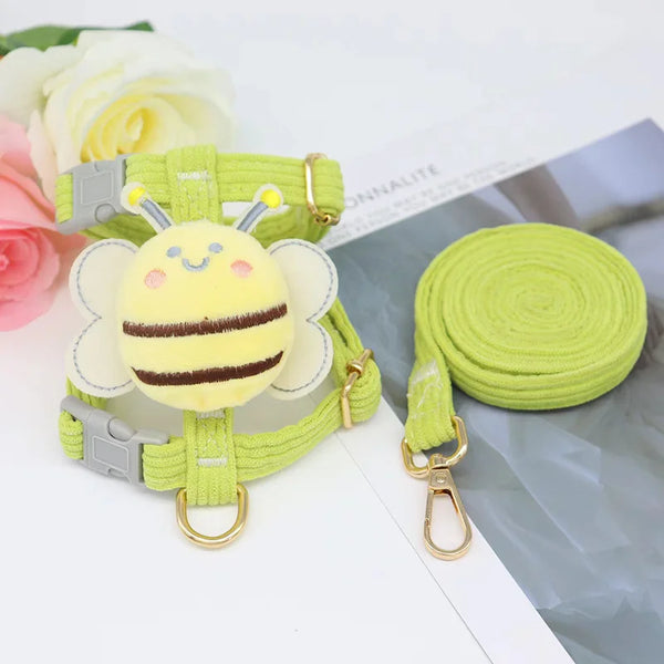 Pet  Puppy Dog Harnesses Leash Set Bee Animals Shape Dog Cat Harnesses Soft Adjustable Outdoor Walking Anti-lost Leash Supplies