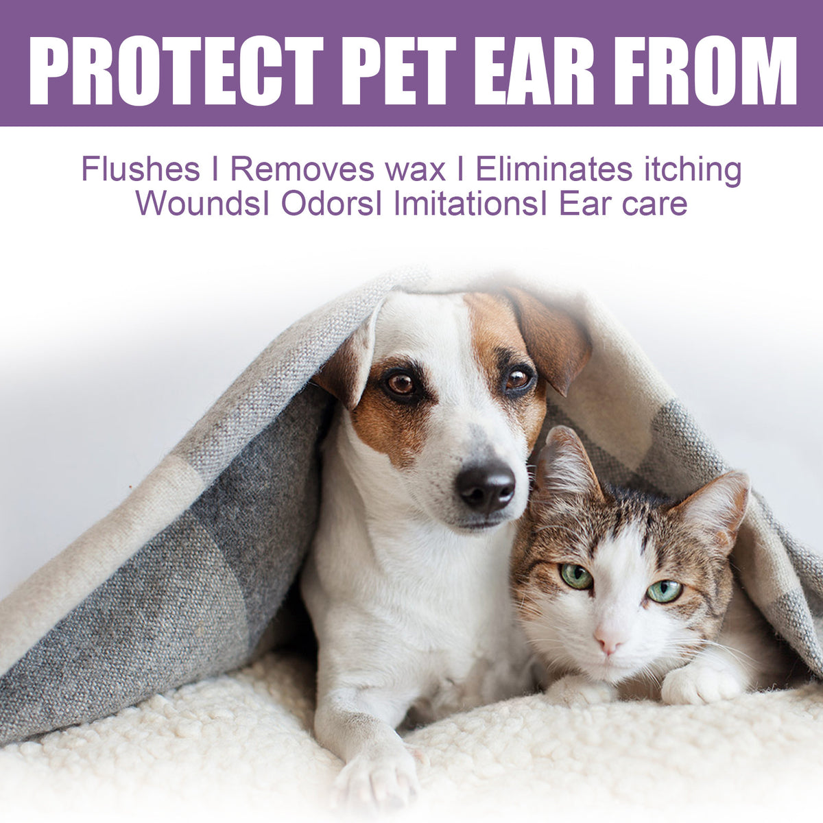 Pet ear cleaning solution cats and dogs relieve ear odor, clean earwax and wash ear drops.