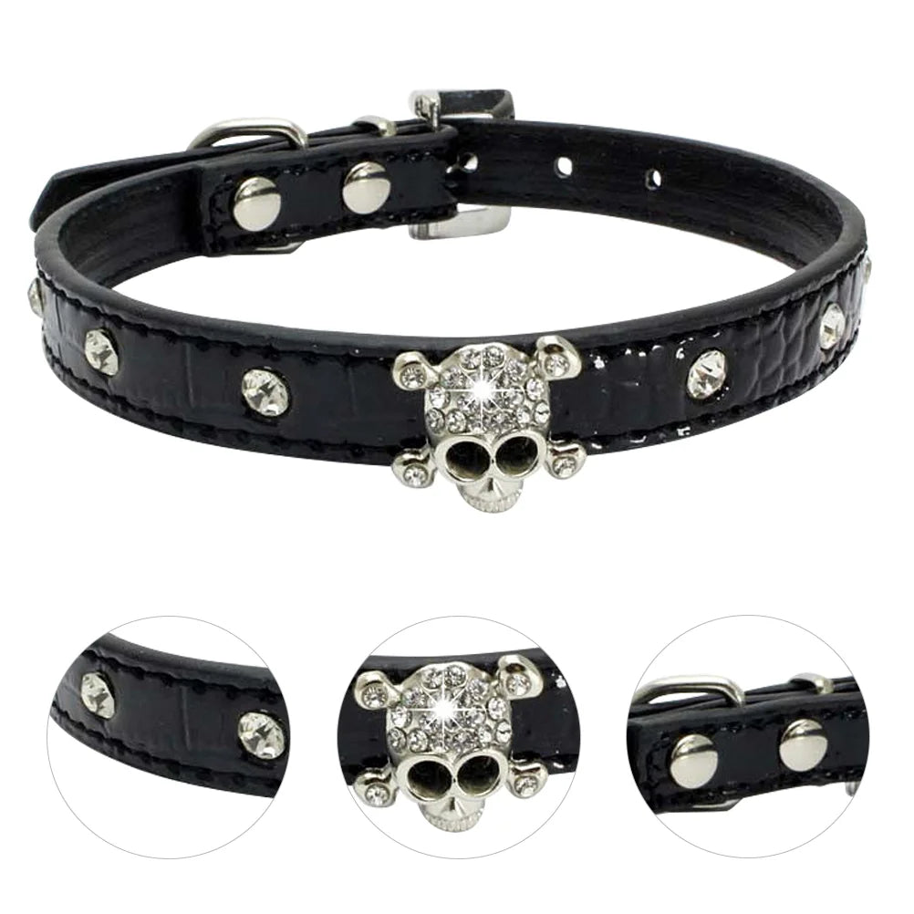 Halloween Skull Pet Collar Collars For Puppies Dog Rhinestones Crystal Stylish Fashion
