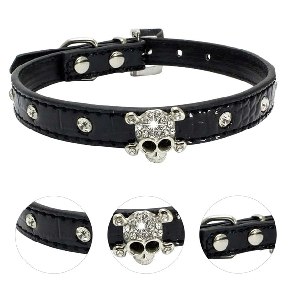 Halloween Skull Pet Collar Collars For Puppies Dog Rhinestones Crystal Stylish Fashion