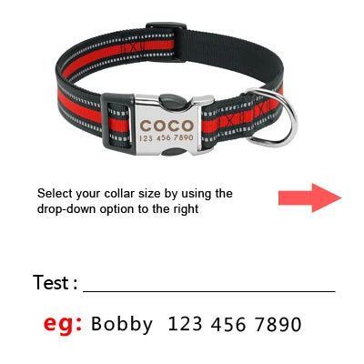 Personalized Dog Collar Nylon Reflective Pet ID Tag Collars Adjustable Pets Necklace For Small Medium Large Dogs Free Engraved