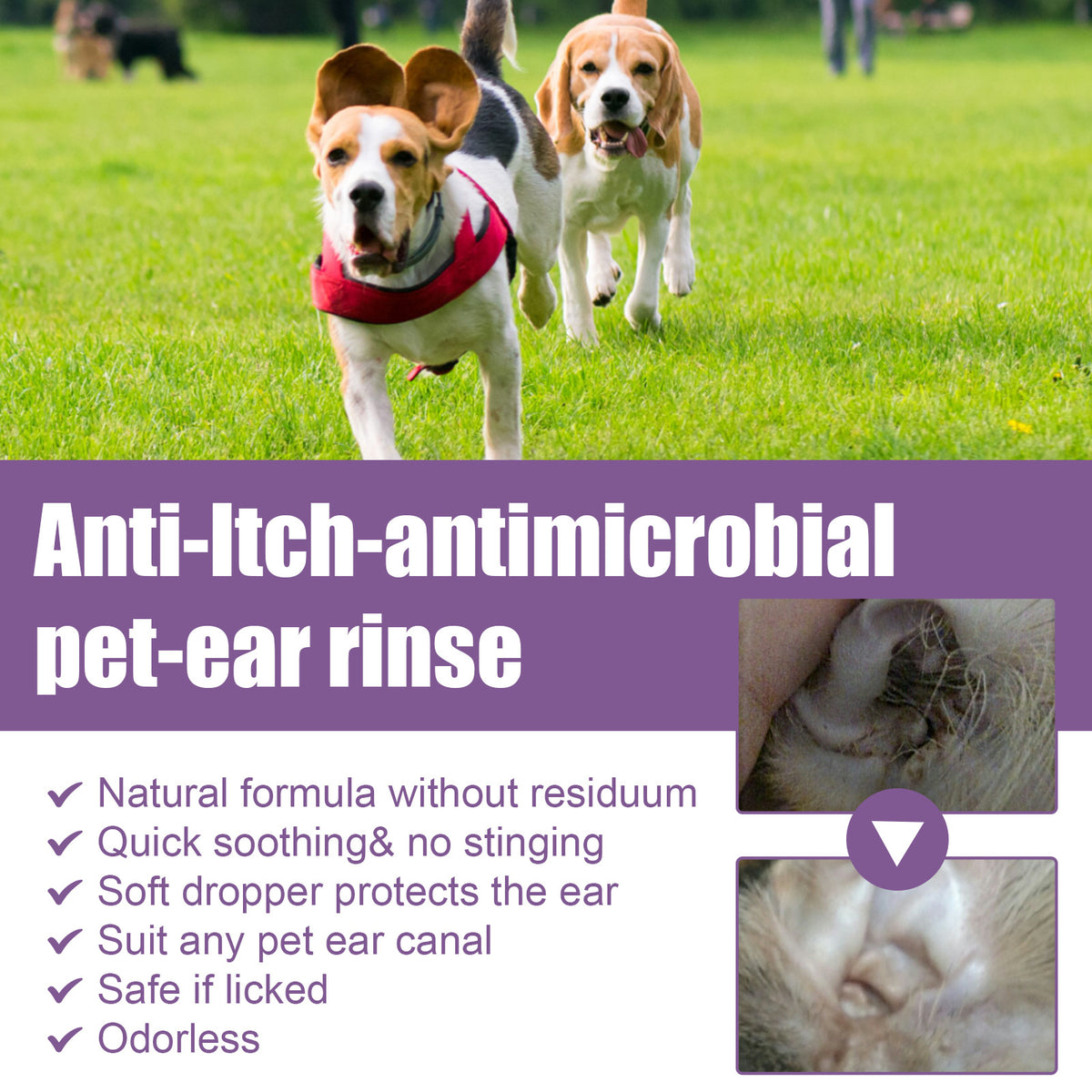 Pet ear cleaning solution cats and dogs relieve ear odor, clean earwax and wash ear drops.