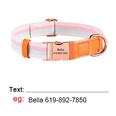 Personalized Nylon Dog Collar Leather Dogs Collars Free Engraved Pet ID Name Buckle Necklace Anti-lost For Small Large Dogs Pug