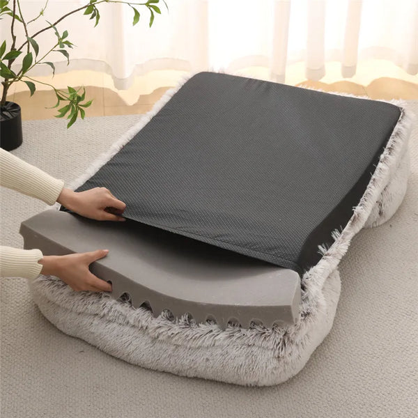 Winter Rectangular Large Dog Beds Washable Plush Fluffy Dog Cat Bed Mat Pet Cushion Big Medium Kennel House camas para perro