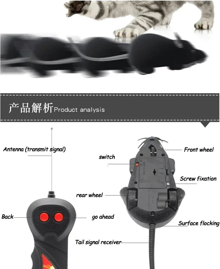 Rat Funny Cat Toy with Remote Control Funny Pet Cat Toy Wireless Controlled Toy Rat Interactive Toys Cat Teaser Toy Pet Supplies