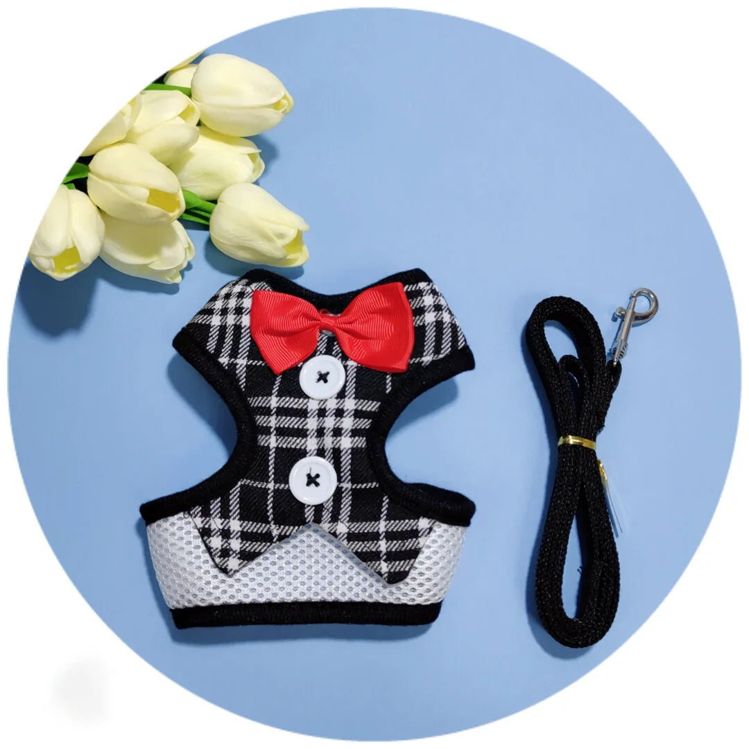 Elegant Bow Dog Collars Necktie Traction Rope Christmas Pet Harness for Small Medium Dogs Cat Chest Strap Dog Accessories Gifts