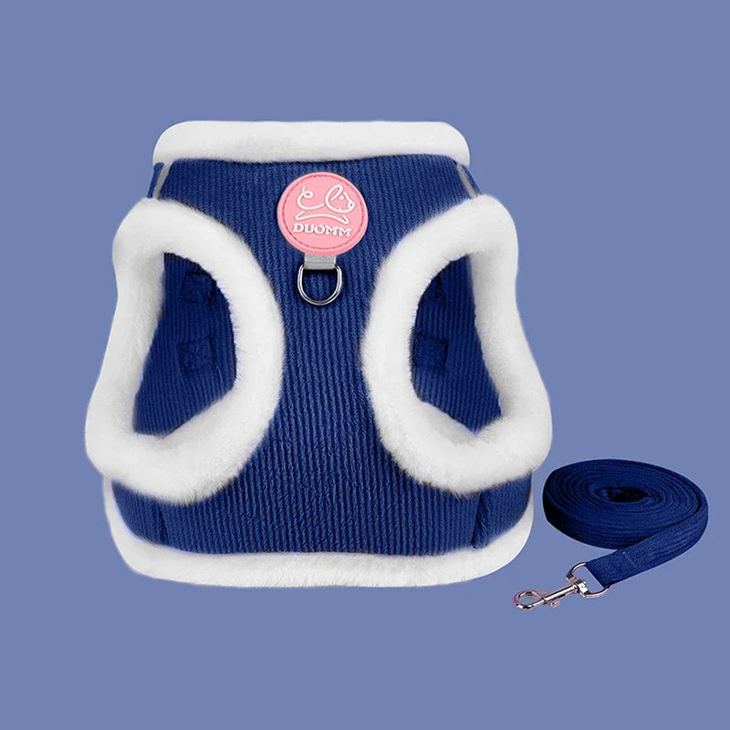 INS Cute Dog Harness Chest Back Set Autumn and Winter Harness and Leash Set for Small Dogs Bichon Pet Plushes Cat Dog Products