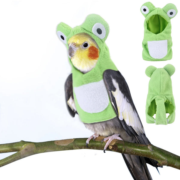 Funny Frog Shape Bird Clothes Medium Large Pet Birds Flight Suit Parrot Cockatiel Pigeons Green Cheek Conure Parakeet Clothing