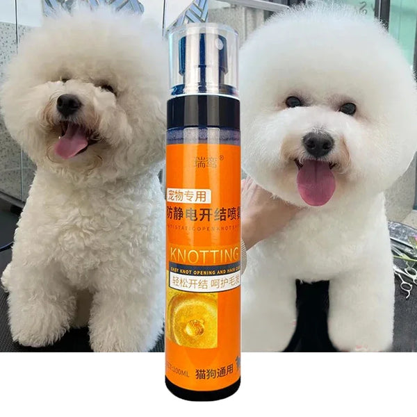 Pet Coat Wash Free Hair Conditioners Spray, Fluffy Smooth, Soft Shiny, Easy Comb Without Knots for Cat Dog Hair Knotting Tangles