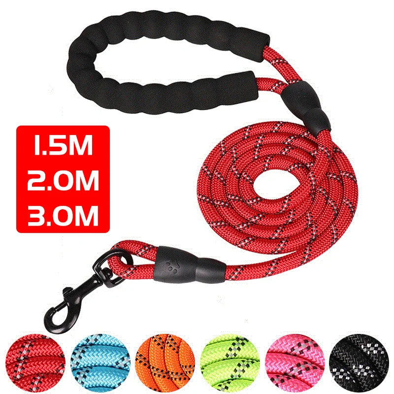Dog Training Traction Rope 120/150/200/300CM Strong Leather Soft Handle Dog Leather Outdoor Pet Training Rope for Large Dogs