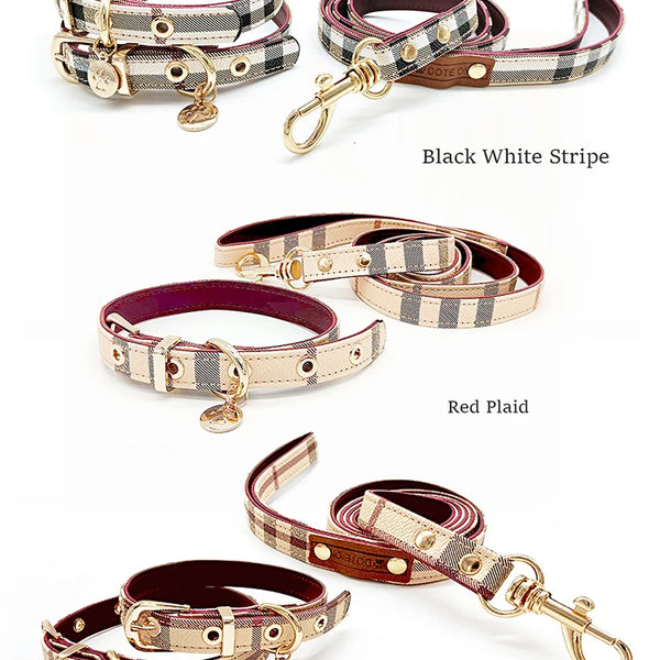 Pet Collar and Leash Set Leather Fashion Adjustable Collars for Dogs Pet Supplies Collars for Medium and Large Dogs Gift for Dog