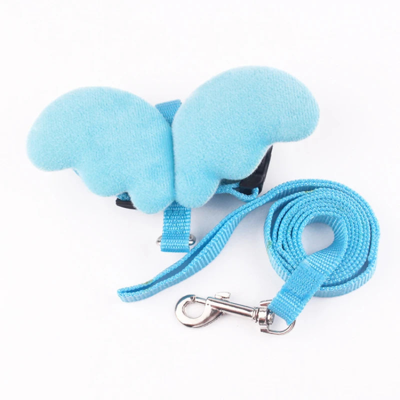 Dog Traction Rope Angel Pet Wing Small Pet Dog cat Rabbit Chest Set Cute Collar Safety Belt Adjustable Outdoor Walk Leash Rope