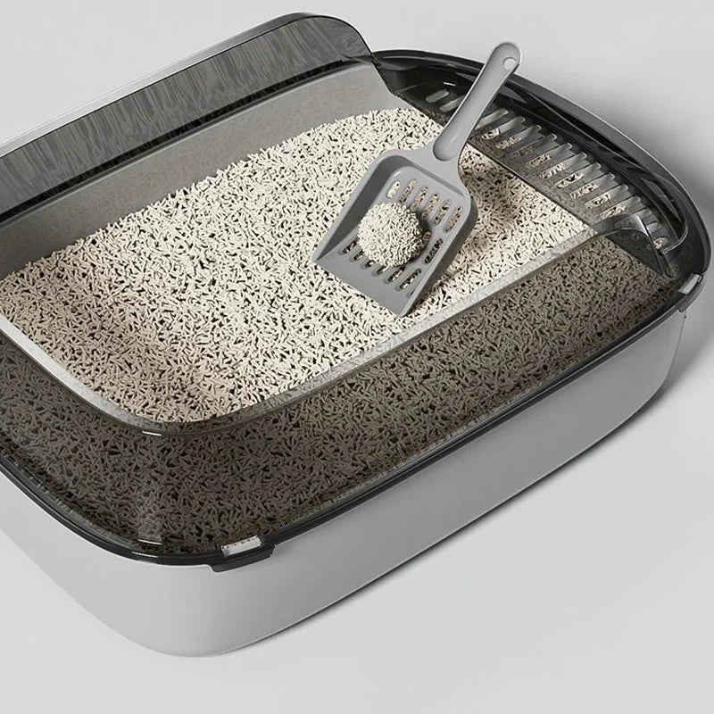 New Premium, Luxurious High-Quality Large Spacious Plastic Cat Litter Box with Anti-Splash Design for Open Cats Toilet. High Cap