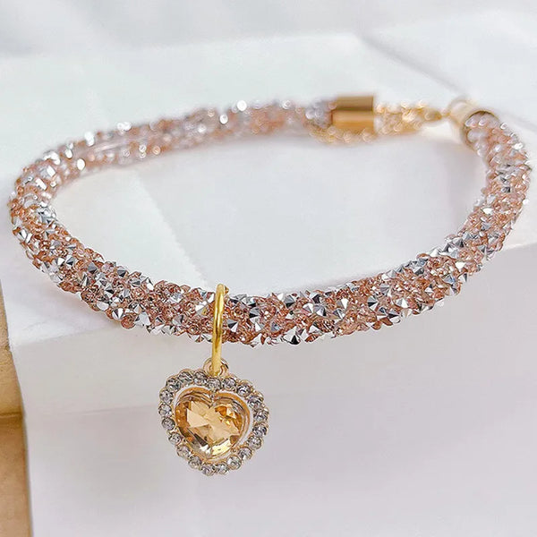 Crystal Cat Collar Heart Gem Pendant Party Rhinestone Necklace Adjustable Cats Puppy Chihuahua Wedding Pet Accessories