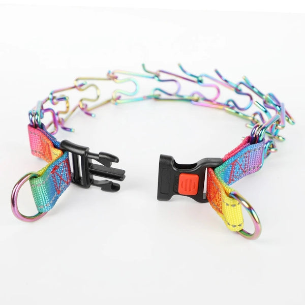Stainless Steel Colorful Comfort Rubber Tips Adjustable Stainless Steel Dog Training Prong Pinch Collars