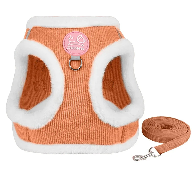 INS Cute Dog Harness Chest Back Set Autumn and Winter Harness and Leash Set for Small Dogs Bichon Pet Plushes Cat Dog Products