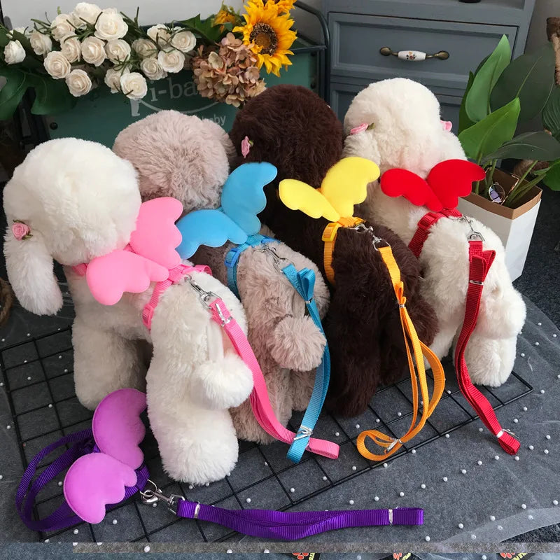 Dog Traction Rope Angel Pet Wing Small Pet Dog cat Rabbit Chest Set Cute Collar Safety Belt Adjustable Outdoor Walk Leash Rope
