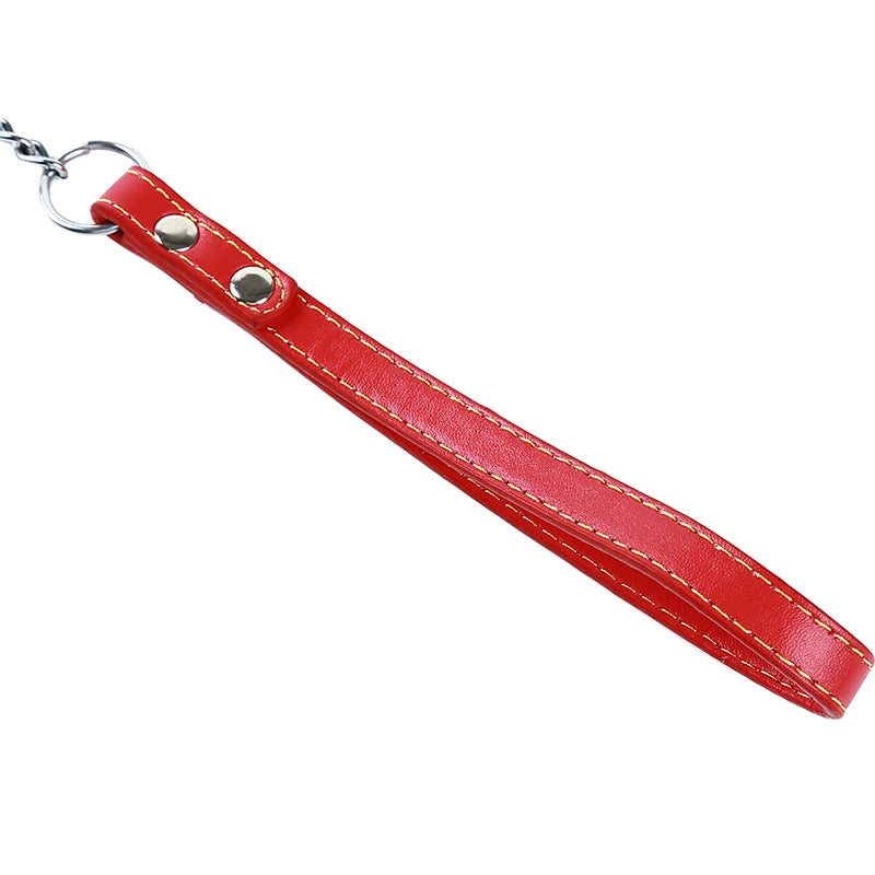 Durable Anti-Bite Metal Dog Chain Lead For Small Medium Large Dog Chain Leash Handle Leads PU Leather Iron Chain Pet Accessories
