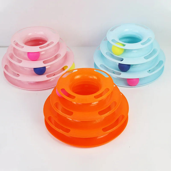 4 Levels Cat Toy Tower Turntable Roller Balls Toys Interactive Intelligence Training Track Puzzle Funny Games Accessories