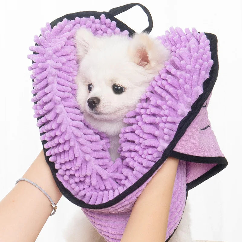 Soft Dog Bath Robe Towel Quick Dry Pet Towel Fiber Absorbent Cat Bath Towel Convenient Pet Cleaning Washcloth Dog Accessories
