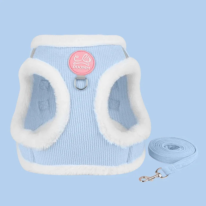 INS Cute Dog Harness Chest Back Set Autumn and Winter Harness and Leash Set for Small Dogs Bichon Pet Plushes Cat Dog Products